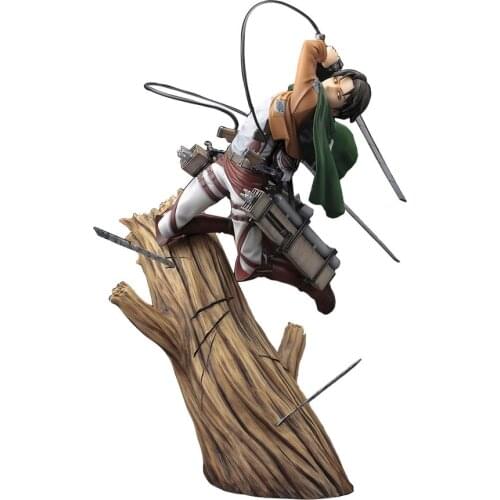 28CM Levi Ackerman PVC Figuras Anime Attack On Titan Action Figure Model Toys Collection Statue Figurine Stand UponThe Tree