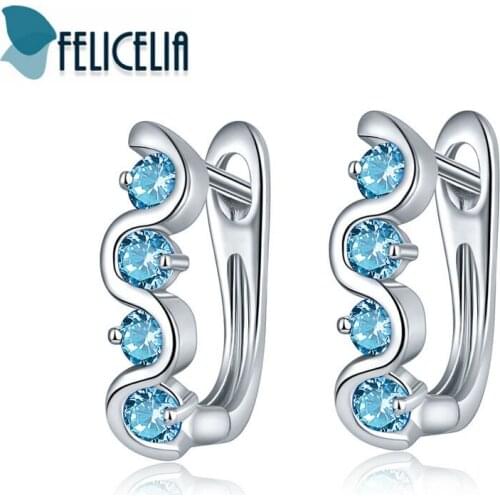 Felicelia Fashion Women Cubic Zirconia Earrings Multicolor Rhinestone Crystal Jewelry Valentines Day Gift Small Hoop Earrings