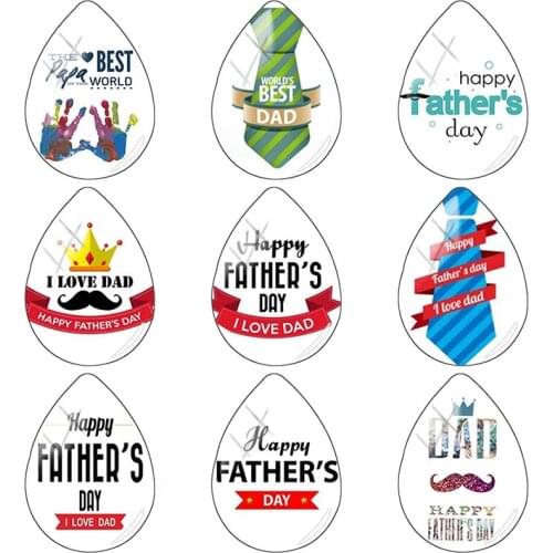 TAFREE fashion Super Papa 18x25mm Handmade Tear Drop Shape DIY Glass Cabochon Dome Flat Back Jewelry Gift to father CT514