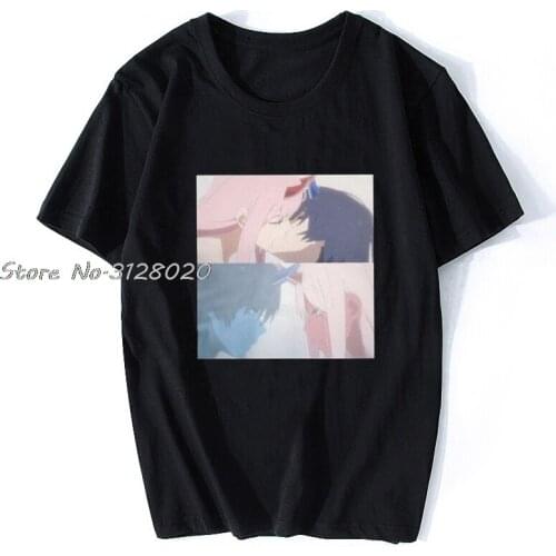 Two Souls Zero Two And Hiro Darling In The Franxx T-Shirt For Men Short Sleeve Tee Cotton T Shirt Casual Clothing Plus Size Tops