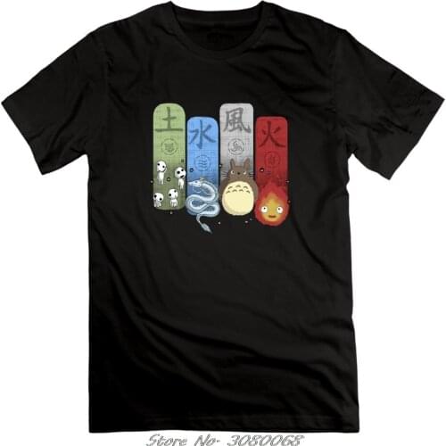 Princess Mononoke Ghibli Elemental O-neck Mens T-shirts Short Sleeve Cotton Tee Shirt Funny Anime T Shirts Streetwear