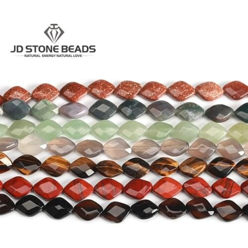 18 Colors Faceted Natural Stone Sharp Loose Beads Size 10*12*5mm Section for Jewelry Making Necklace Bracelet Accessory