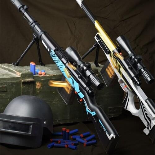 Toy Gun AWM Soft Bullet Gun 98K Children Toy EVA Chicken Eat Equipment Shell-Throwing Sniper Rifle Air Gun Weapon Model For Boy