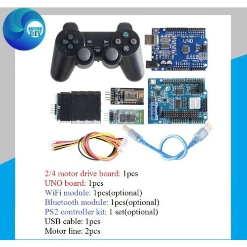 Bluetooth WiFi Handle Robot Tank Car Arm Gripper Controller Kit for Arduino UNO R3 Motor Servo Driver Shield Board with PS2 DIY