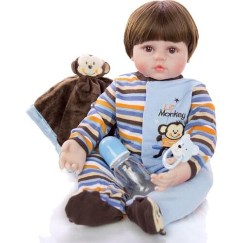 60cm Reborn Toddler Boy Doll Silicone Vinyl reborn Baby Doll Cloth Body 24“ 60cm reborn menino Boneca child gift toys