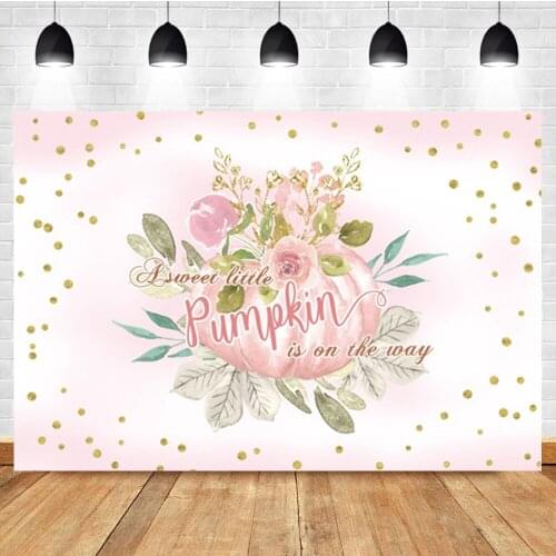 Laeacco Golden Dot Polka Pumpkin Flowers Newborn Birthday Portrait Custom Backdrop Photographic Photo Background For Photo Studi