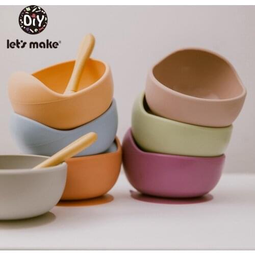 LetS Make Baby Silicone Bowl Baby Feeding Tableware 17Colors BPA Free Food Grade Suction Fixing Non-Slip Baby Products Gift