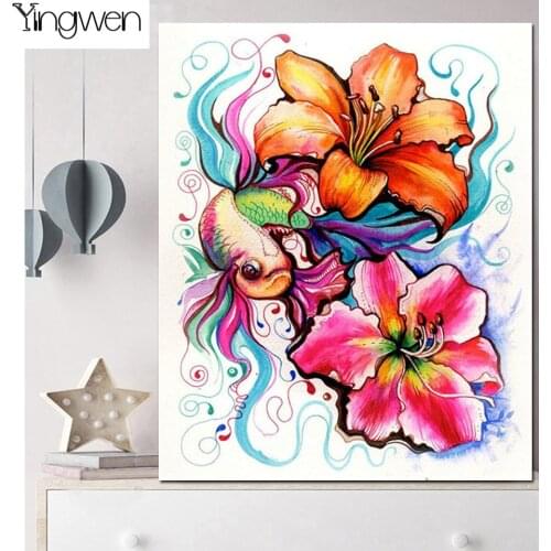 NEW 5D Diamond Painting Goldfish Art Flower Full Diamond Beads Embroidery Animal Mosaic DIY Cross Stitch Handicraft Home Decor