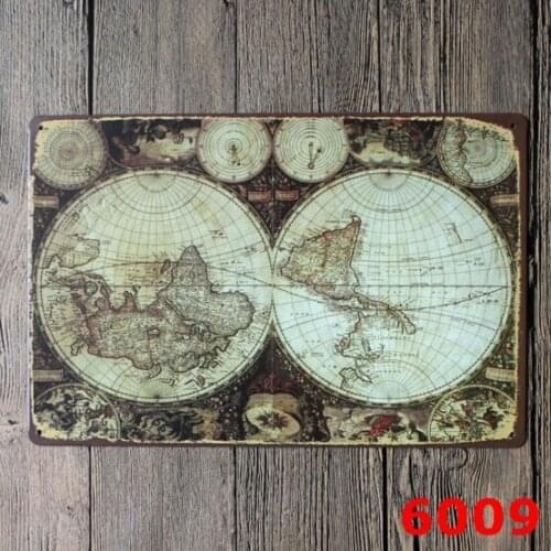 Tin Sign Wall Decor Retro Metal Bar Poster Beer Old Ancient World Map Globe 20x30CM