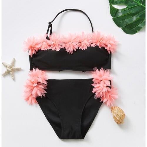 7~14Y Teenager Girl Bikini Set Two pieces Girls Swimsuit Flower Children Swimwear Kid girls Swimming costume Beach wear