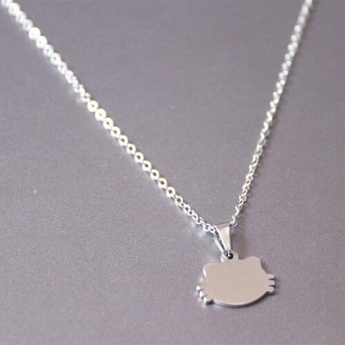 1pc Cat Head Stainless Steel Necklace Cute Cats Pendants Necklaces Women Girls Kids Fashion Jewelry Accessories