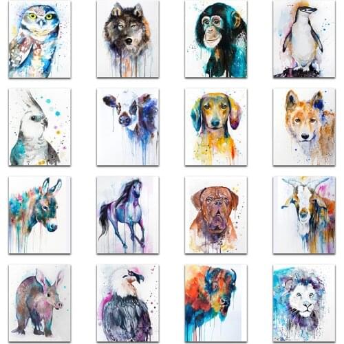 Full Diamond painting Cross stitch Animal owl wolf monkey Diamond mosaic penguin parrot 5D DIY Diamond embroiderydog eagle lion