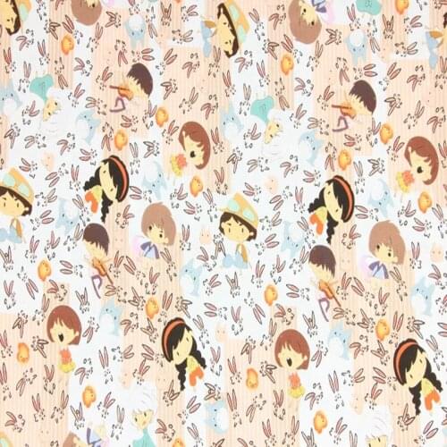 Cartoon Kids Rabbit Head Print 100% Cotton Fabric for Girl Clothes Bedding Set Hometextile Cushion Cover Backpack DIY