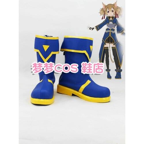 Sword Art Online ALfheim Online SAO ALO Ayano Keiko Silica Blue Shoes Cosplay Boots Custom Made Any Size Role Play Props