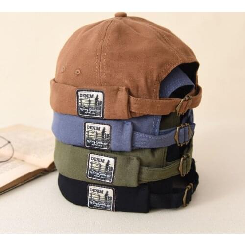 Vintage Docker Cap Brimless Hat Breathable Beanie Hats Cotton Retro Adjustable Literary Landlord Sailor Cap Women Hip Hop Hat