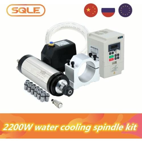 CNC Machine Tool Spindle 2200w 2.2kw 24000RPM ER20 water cooling spindle & VFD & 75w water pump & 80mm bracket & ER20 collets