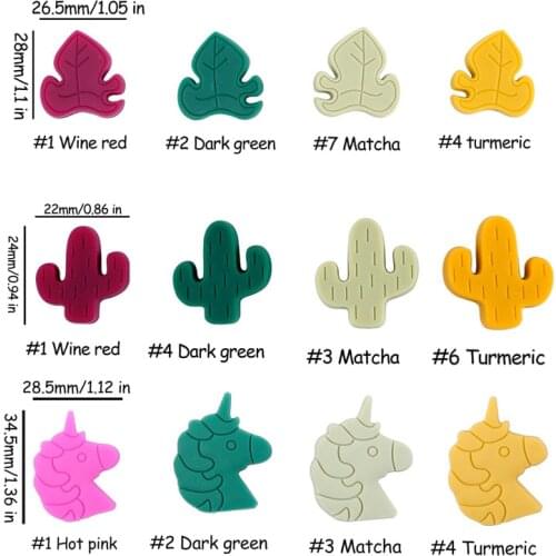 5pcs Baby Silicone Teether Unicorn Leaf Beads Baby Toys DIY Pacifier Chain Necklace Pendant Bite Chew Rodents For Kids Product