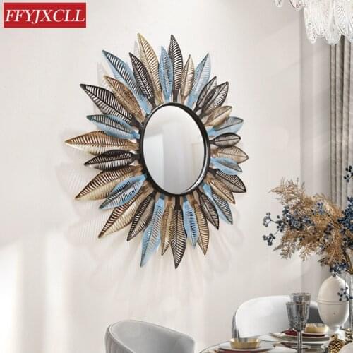 Sunglasses Wall Hanging Restaurant Light Luxury Wall Mirror Wrought Iron Decorative Mirror Background Wall French