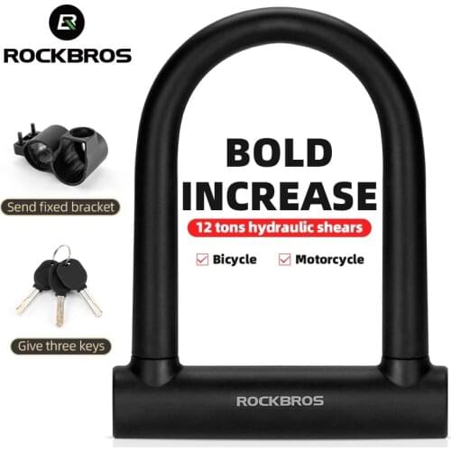 ROCKBROS Bike Lock Motorcycle Bicycle U Lock Anti-thief Lock For Bicycle Convenient Lock Frame Security Lock Keys Bike Parts