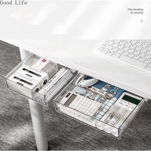 Under Desk Drawer Desktop Storage Box Home Office Stationery Desk Rack Table Bottom Invisible Storage Drawers