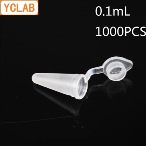 YCLAB 1000PCS 0.1mL Centrifuge Tube EP Plastic Conical Bottom Connect with Lid no Graduation Ethylene Propylene