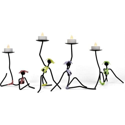 Iron Girls Shaped Candle Stick Cute Creative Home Office Decorative Candle Holders including LED Candle