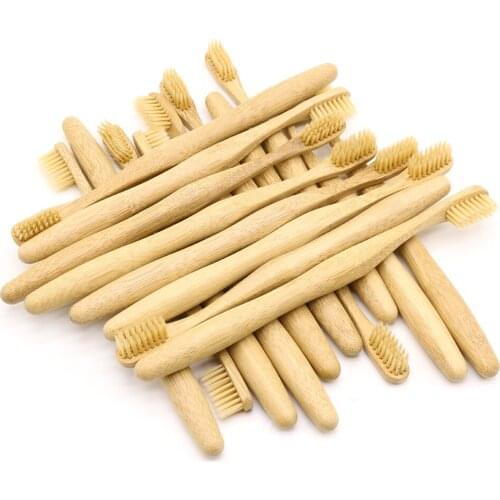 DR.PERFECT 100 PCS/lot Beige Pillar Bamboo Toothbrush Wholesale Eco friendly Wooden Bamboo Toothbrush Oral Care Black Head
