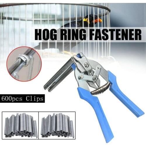 1Pc Manual Tie Cage Pliers Loose Pliers Hogs Ring Pliers or 600pcs M Clips Staples Anti-slip Handle Metal Hand Tools Sets
