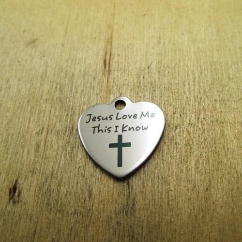 10pcs/lot--jesus love me this I know stainless steel charms Laser Engraved DIY Charms Pendants