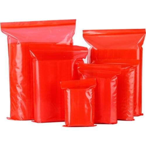 100pcs 12 Wires PE Ziplock Bag Thickened Zipperlock Bag Zipper Bags Self Sealing Translucent Red Food Poly Mailer Sealed Bag