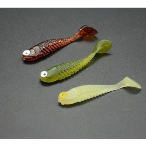 12pcs/lot Fishy Smell Soft Lures 5cm 1.2g Luminous T-tail Fish Fishing Lure Bait Fishing Tackle