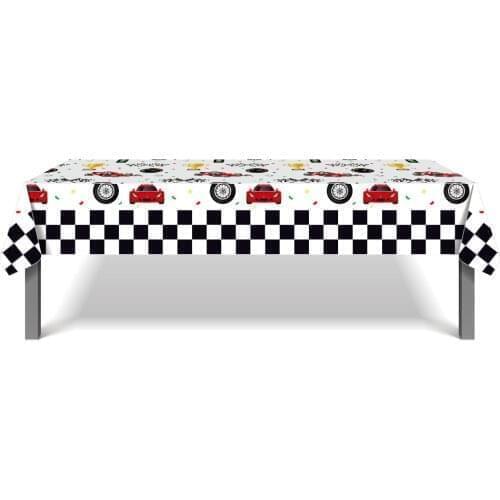 130*220cm Racing Theme Disposable Tablecover Happy Birthday Cool Racer Tablecloth Party Decorations Cartoon Car Kid Party Favors