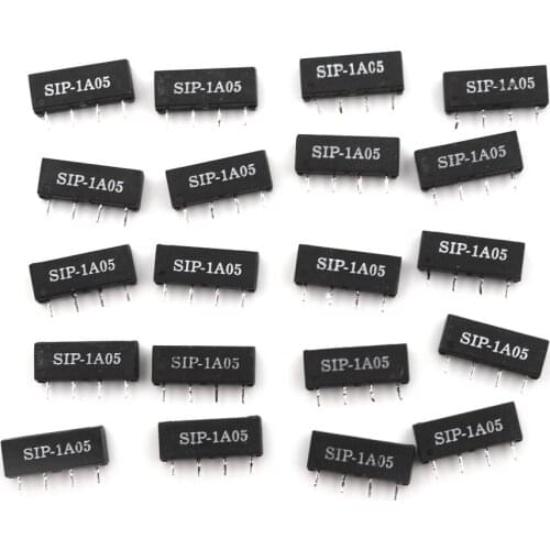 20PCS Dry Reed Relay 4PIN 5V Relay SIP-1A05 Reed Switch Relay For PAN CHANG Relay DC resistance 450~550ohm