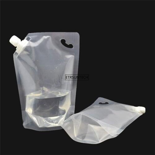 200pcs 1000ml Plastic Spout Pouch Juice Stand-up Milk Coffee Liquid Beverage Flask Free Food Materials Storage Bags