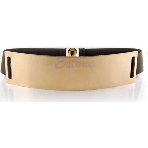 40GC Women Metallic Metal Gold Corset Wide Waist Belt Waistband Band Tie Wrap