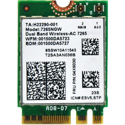 Wireless-AC 7265NGW 867Mbps 802.11ac M2 NGFF Mini PCI-E WiFi Adapter +Bluetooth 4.0 for Intel 7265AC for Lenovo L550 T550 G70-80