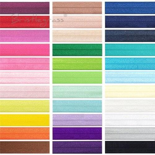 BRISTLEGRASS Wholesale 50 Yard 3/4" 20mm Solid Shiny FOE Foldover Elastic Spandex Satin Band Hair Tie Headband Dress Sewing Trim