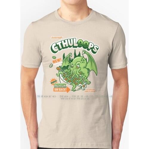 Cthuloops! All New Flavors! T Shirt 100% Pure Cotton Cthuloops Cthulhu Cereal Breakfast Parody Mythos Game Meme Chant Creative
