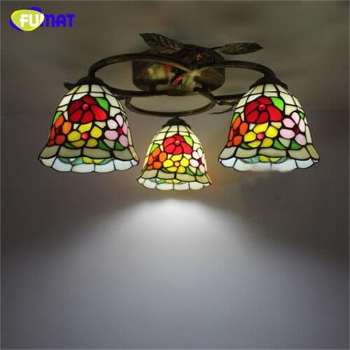 FUMAT Flowers Shape Ceiling Light European Vintage Glass Light Fixtures Minimalist Creative Living Room Lamp Luminaire LED