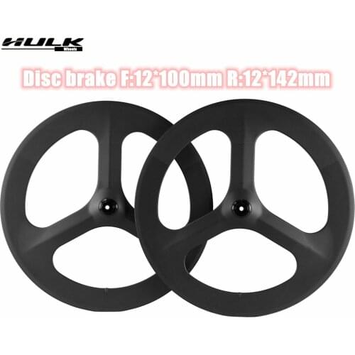 HULKWHEELS 700c Carbon Tri Spoke Wheels Clincher disc braking Bike Wheel Three Spoke Carbon Wheel 3 spokes gravel bicycle rim