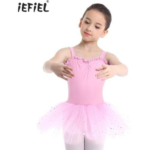 IEFiEL Kids Girls Ruffled Sweetheart Ballet Dress Ballerina Dancewear Gymnastics Leotard Tutu Ballet Dance Princess Girls Dress