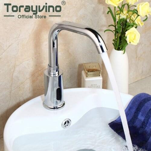 Bathroom Basin Induction Faucet Brass Chrome Faucet Single Hole Deck Mounted Faucets Hot & Cold Mixer Faucet