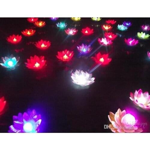 Artificial LED Lotus Flower Floating water Lotus Flower Candle Lamp With Colorful Changed Lights For Wedding DecorationsSupplies