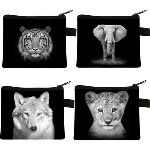 New Coin Purse Black And White Animal Childrens Wallet Student Portable Card Bag Coin Key Storage Bag Large Capacity Hand Bag
