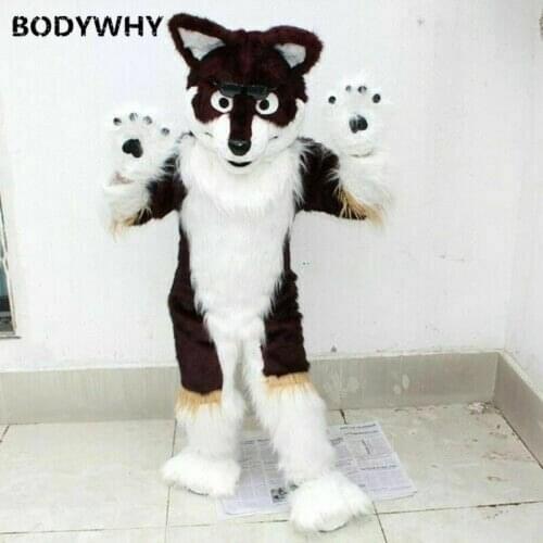 Wolf Fox Suit Cosplay Husky Dog Mascot Costume Party Fancy Dress Outfits Parade Mascot Animal Stage Performance Cartoon Clothing