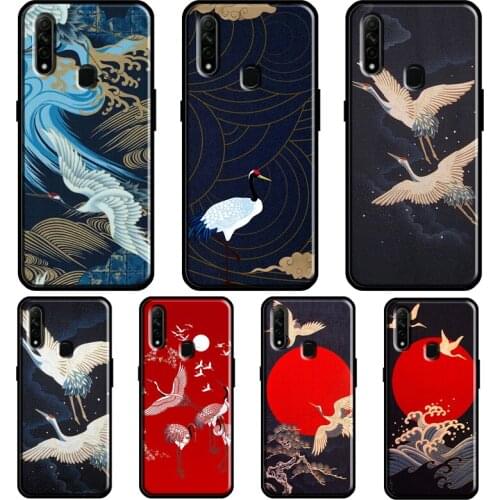 Red-crowned crane Birds japanese For OPPO A5 A9 2020 A31 A53 A52 A72 F7 Reno 2 Z Find X3 Pro A3S A15 A83 A91 A93 Phone Case