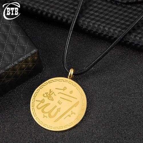 Fashion New Middle East Islamic Round Quran Stainless Steel Unisex Pendant Necklace Muslim Arab Luxury Jewelry Holiday Gift