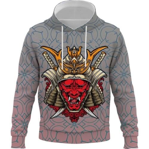 20213D Printed Fashion Men Japanese Hooded Hoodies Men / Womens Ghost Samurai Design Sweatshirts 3D Harajuku Hoody Men clothing