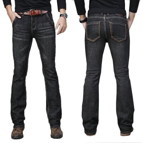 Mens Big Flared Jeans Boot Cut Leg Flared Male Designer Classic Denim Jeans High Waist Loose Flared Denim Jeans