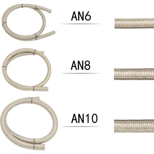 1M Nylon Steel Braided Brake Gas Oil Fuel Line Hose AN4 AN6 AN8 AN10 30MPa